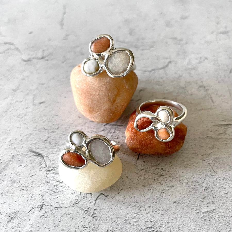 Beach Collage Ring, Silver