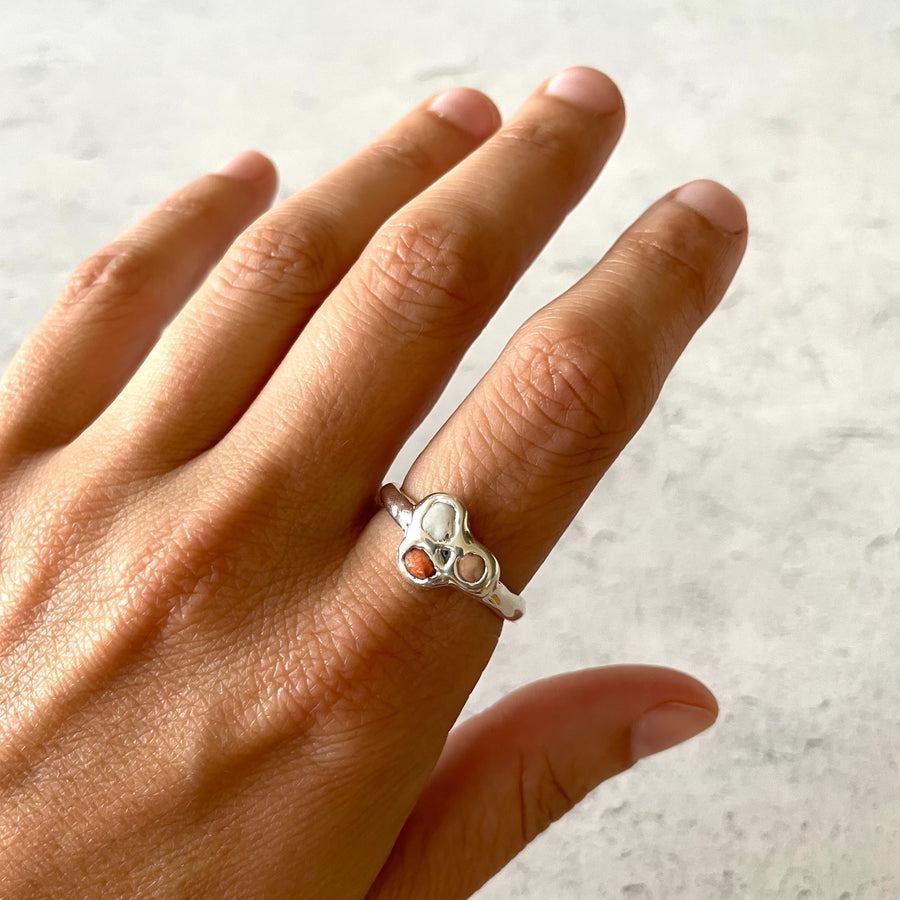 Beach Collage Ring, Silver