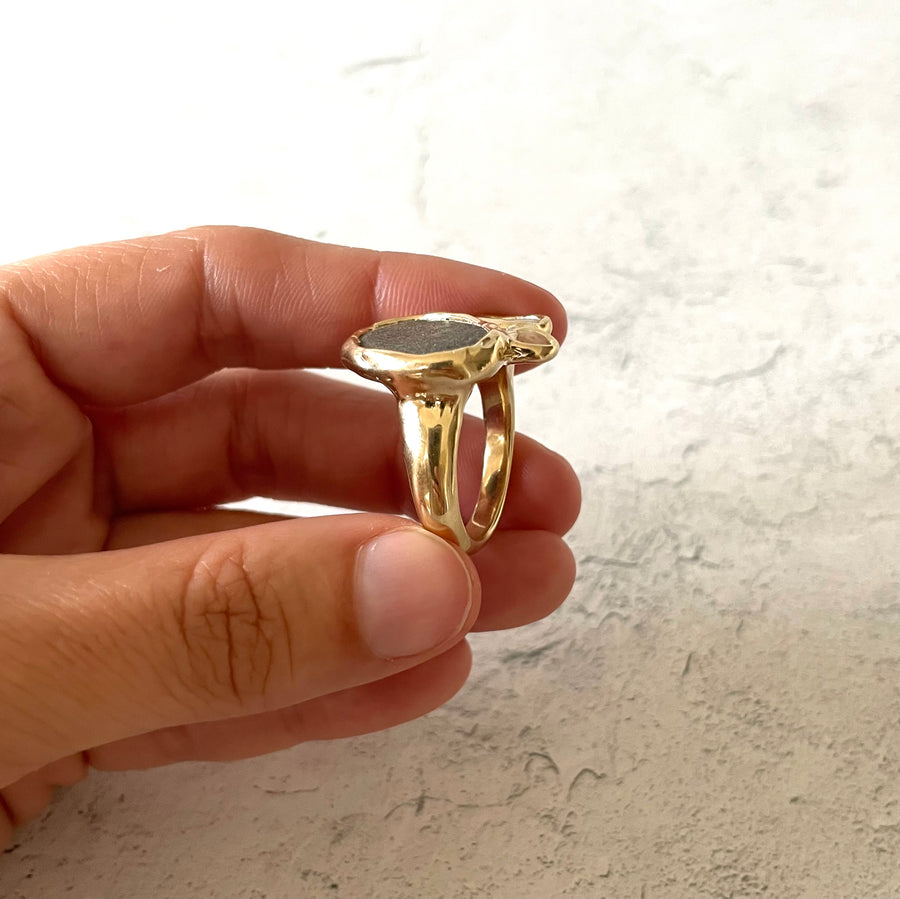 Large Beach Collage Ring, 14k