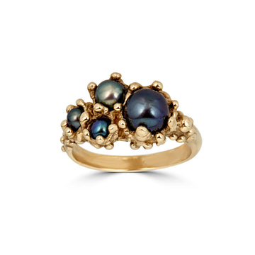 gold pearl anemone ring