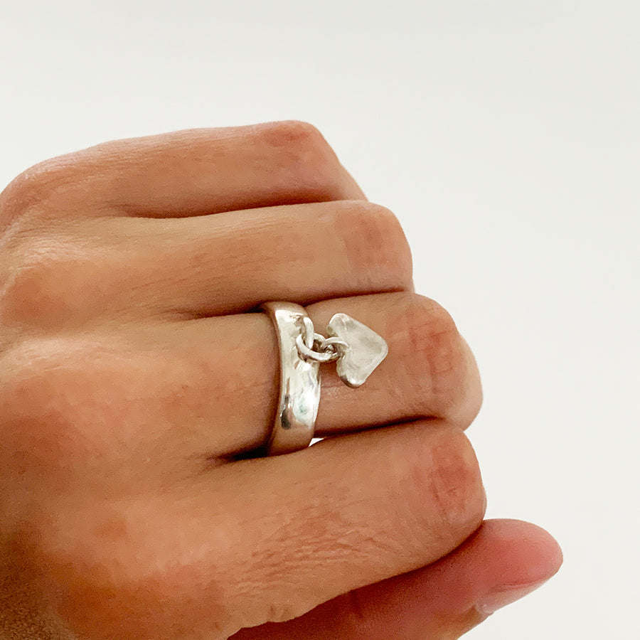 Silver charm ring sales